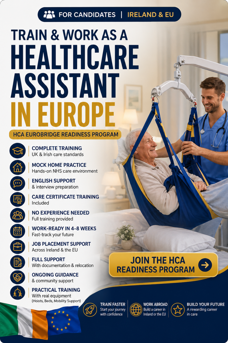 Healthcare assistant mock-home training with care equipment